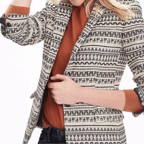 Banana Republic Womens Blazer Jacket Aztec Tribal Business Office Neutral 2 NWT - Picture 3 of 14